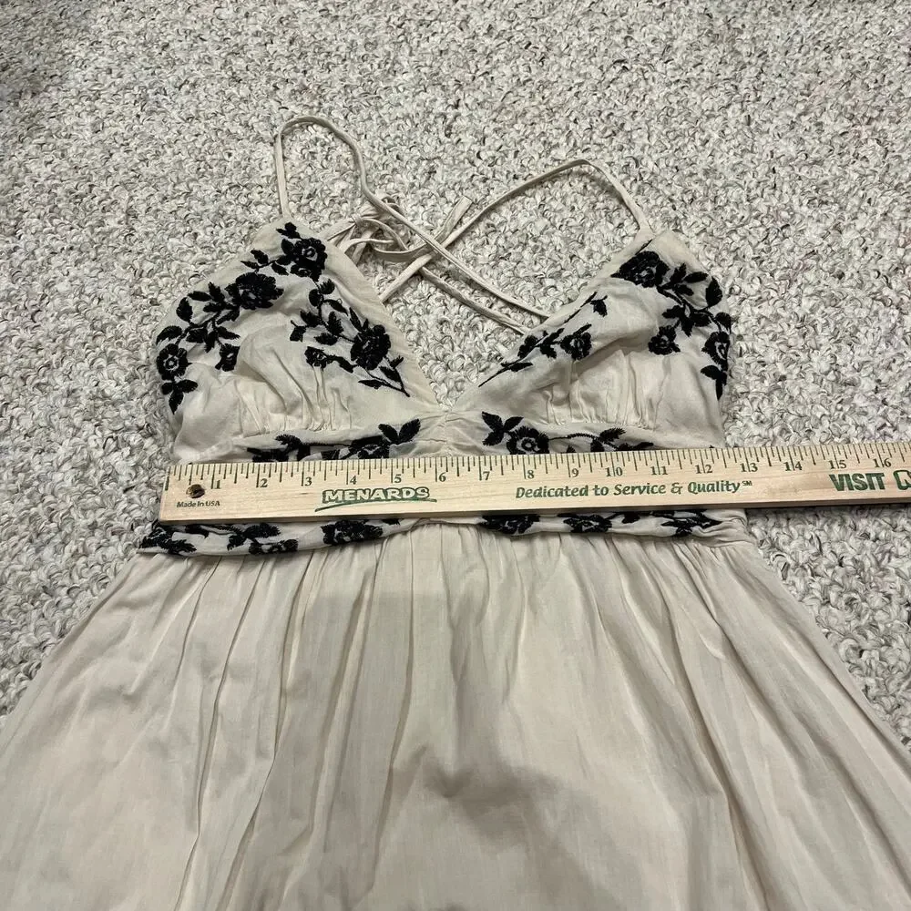 Abercrombie & Fitch Tiered Ruffle Maxi Dress S Floral Embroidered Feminine